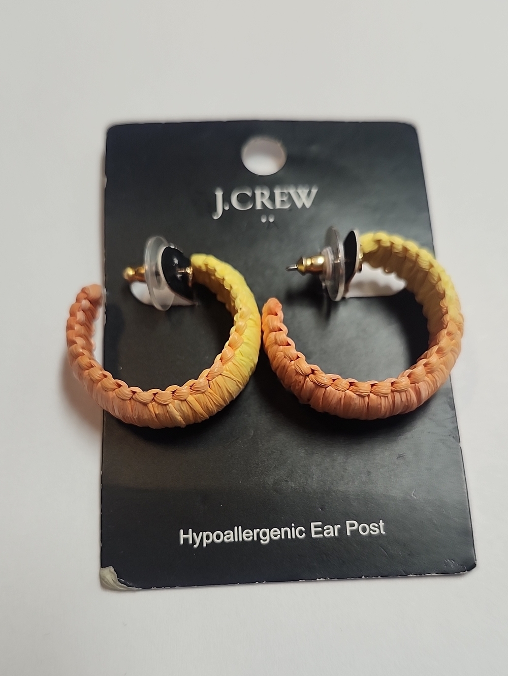 NWT J.Crew RAFFIA Wrapped Hoop Earrings One Size